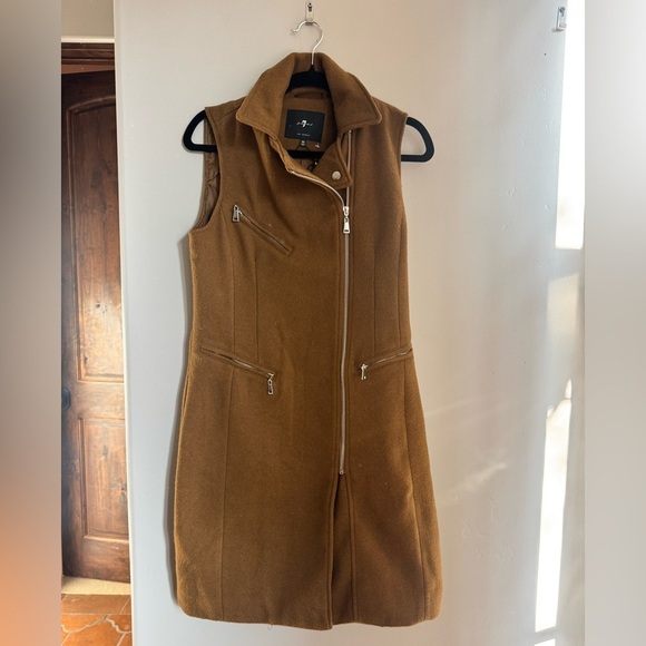 7 For All Mankind Jackets & Blazers - 7 For All Mankind Camel Wool Moto Vest Longline Minimalist XS